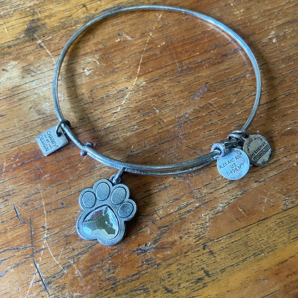 Alex and Ani 2017 Silver Bracelet with Paw Print Charm